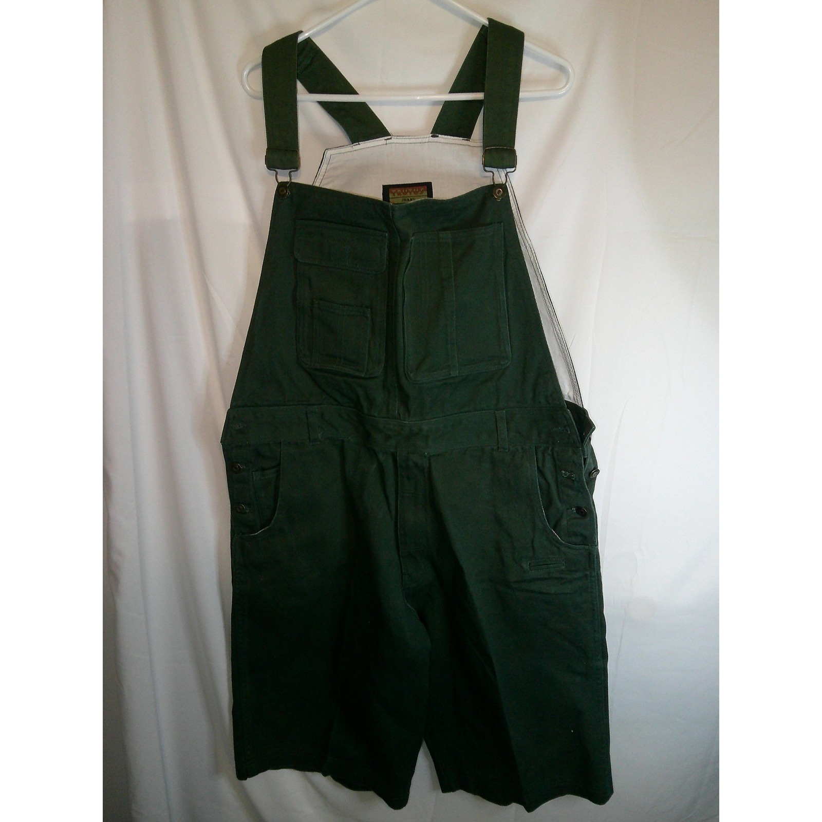 Rare Vintage Trutus Jeans Overalls Shorts Dark Green Carpenter Utility Pocket Xl